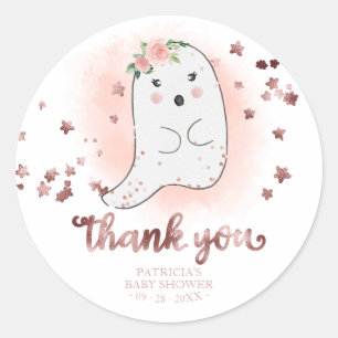 Adesivo Redondo Cute Little Ghost Halloween Baby Shower Obrigado