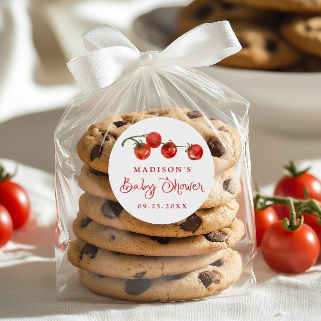 Adesivo Redondo Cute Little Tomato Baby Shower (Criador carregado)