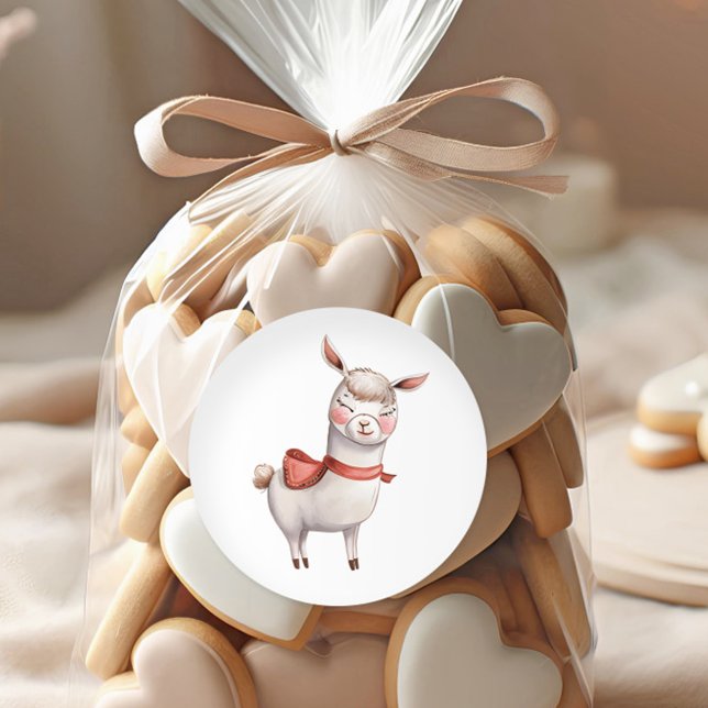 Adesivo Redondo Cute Llama Valentine's Day Label, Valentine (Criador carregado)