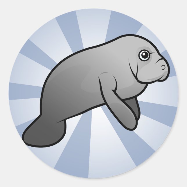 Adesivo Redondo Cute Manatee (Frente)