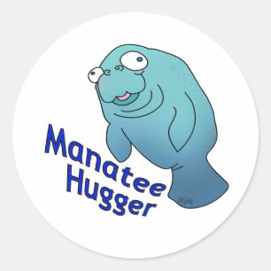 Adesivo Redondo Cute Manatee Hugger Cartoon Animal