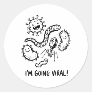 Adesivo Redondo Cute Microbe Germe Vírus Biologia Professor Humor
