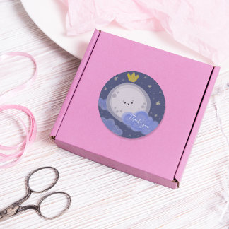 Adesivo Redondo Cute Moon Kawaii Celestial Personalizado