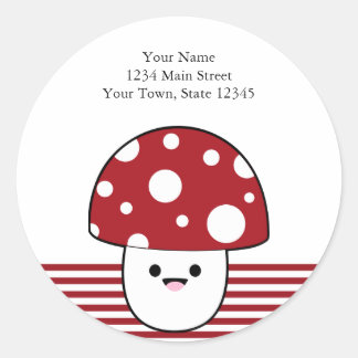Adesivo Redondo Cute Mushroom Fungi