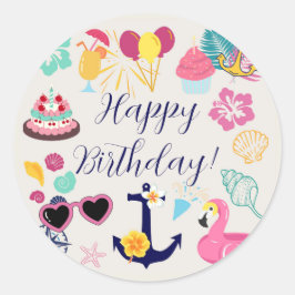 Adesivo Redondo Cute Nautical Birthday