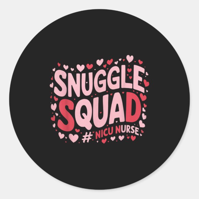 Adesivo Redondo Cute Nicu Nurse Valentines Day Snuggle Squad Neona (Frente)