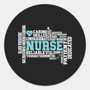 Adesivo Redondo Cute Nurse RN LVN Nursing School Medical