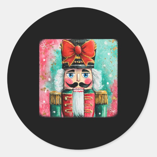 Adesivo Redondo Cute Nutcracker Xmas Bows Christmas Pjs Girl Women (Frente)