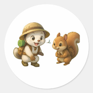 Adesivo Redondo Cute Okojo and Squirrel – Okojo and Friends Illust