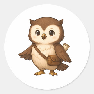 Adesivo Redondo Cute Owl Illustration – Okojo and Friends Illust
