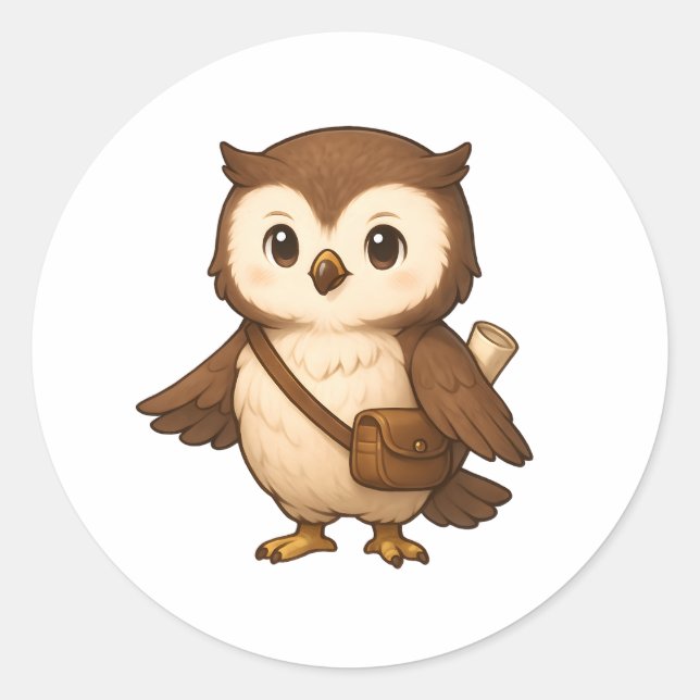 Adesivo Redondo Cute Owl Illustration – Okojo and Friends Illust (Frente)