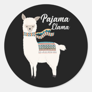 Adesivo Redondo Cute Pajama Llama Bed Time Llama Pajama