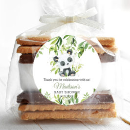 Adesivo Redondo Cute Panda Bamboo Greenery Chá de fraldas Neutro