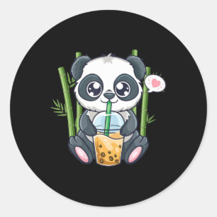Adesivo Redondo Cute Panda Kawaii Anime Otaku Japonês Bubble Boba