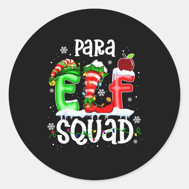 Adesivo Redondo Cute Para Elf Squad Funny Christmas Elf Kids Teach (Frente)