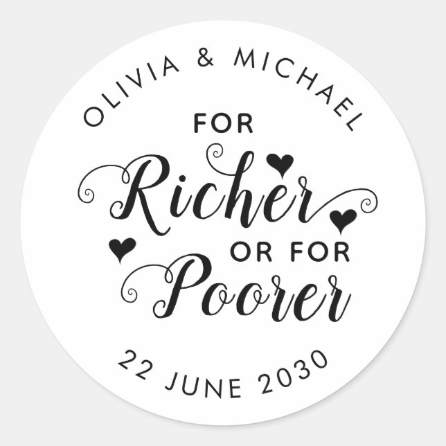 Adesivo Redondo Cute Para Mais Rico Ou Para Favor De Casamento De  (Frente)