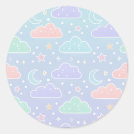 Adesivo Redondo Cute Pastel Cloud & Star Sticker Sheet
