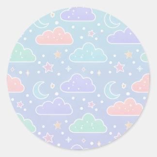 Adesivo Redondo Cute Pastel Cloud & Star Sticker Sheet