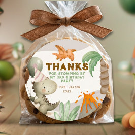 Adesivo Redondo Cute Pastel Dinosaur Birthday Thank You
