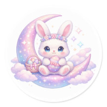Cute Pastel Easter Bunny Sticker – Celestial Moon 