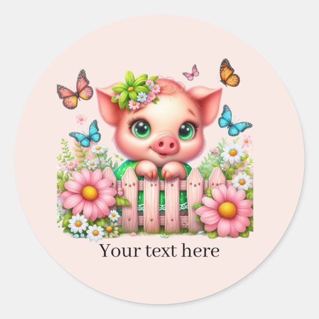 Adesivo Redondo Cute pig lovers customizable  (Frente)