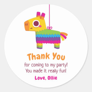 Adesivo Redondo Cute Pinata Mexicana Obrigado Aniversário das Cria