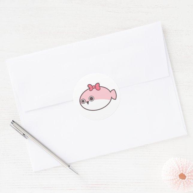 Adesivo Redondo Cute Pink Sakabambaspis (Envelope)