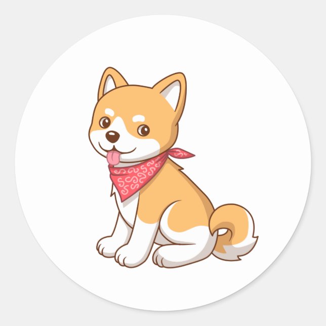 Adesivo Redondo Cute Puppy Dog Shiba Inu (Frente)