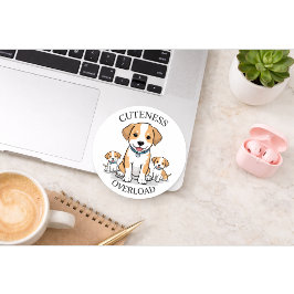 Adesivo Redondo Cute Puppy Family Sticker