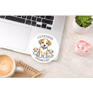 Adesivo Redondo Cute Puppy Family Sticker