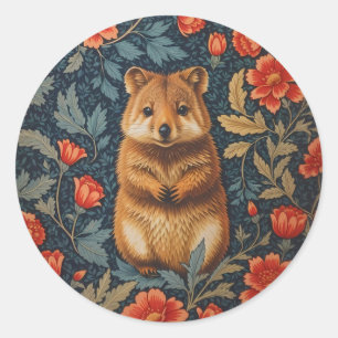Adesivo Redondo Cute Quokka William Morris Inspirou Floral