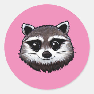 Adesivo Redondo Cute Raccoon