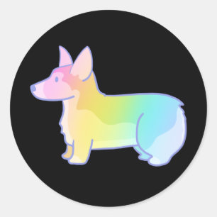 Adesivo Redondo Cute Rainbow Corgi