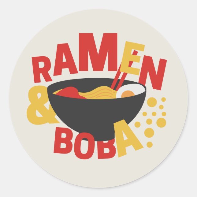Adesivo Redondo Cute Ramen e Boba (Frente)