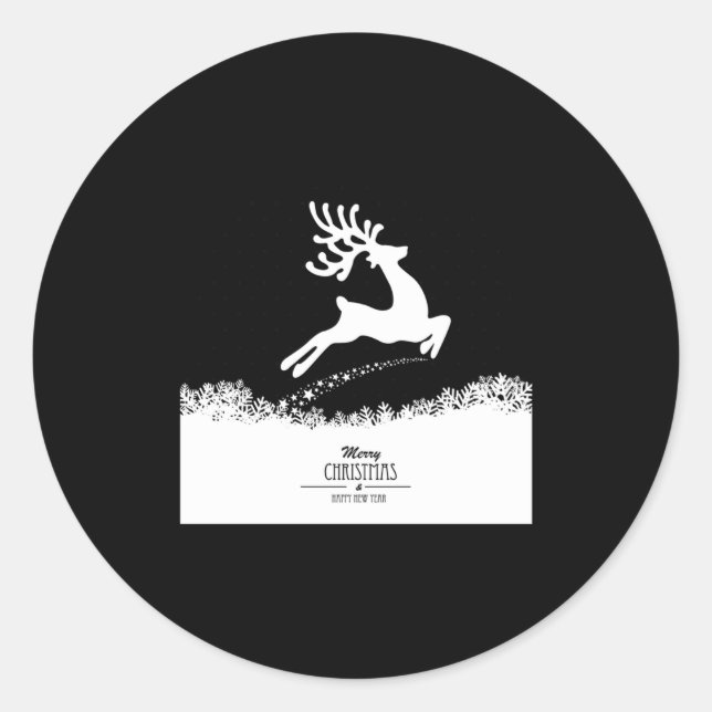 Adesivo Redondo Cute Reindeer Merry Xmas Merry Christmas Happy New (Frente)