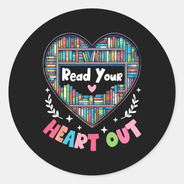 Adesivo Redondo Cute Retro Reading Book Reader Women Valentine  (Frente)