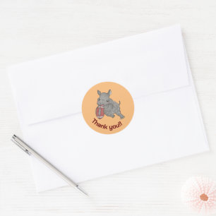 Adesivo Redondo Cute Rhino American Futebol Obrigado Stickers