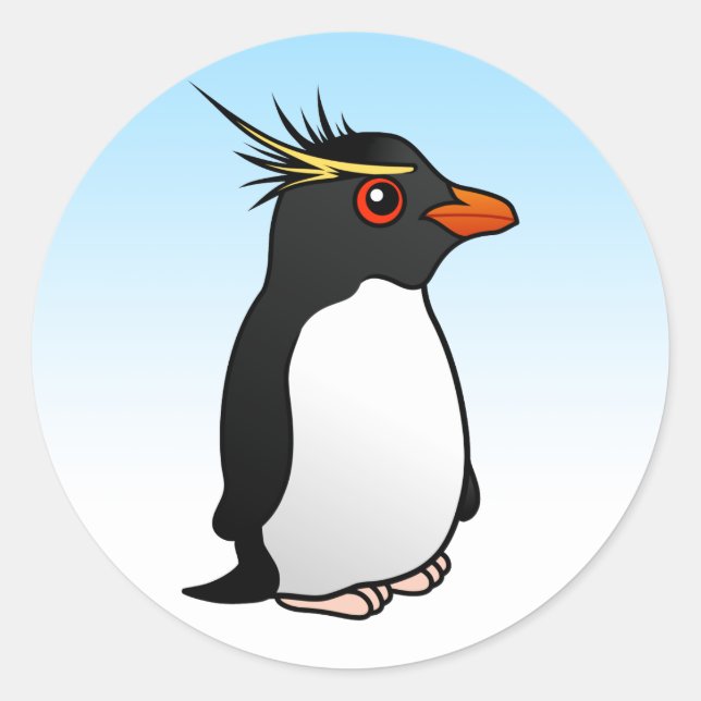 Adesivo Redondo Cute Rockhopper Penguin (Frente)