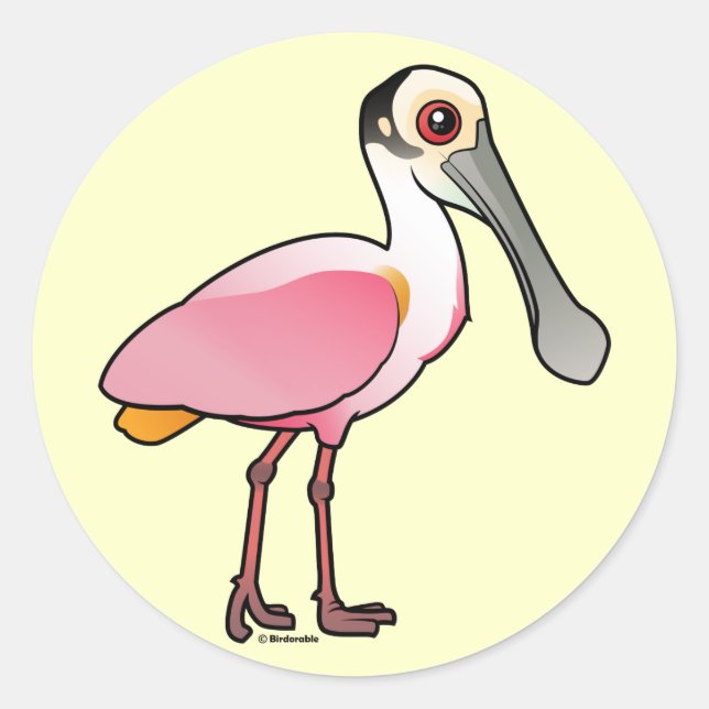 Adesivo Redondo Cute Roseate Spoonbill (Frente)
