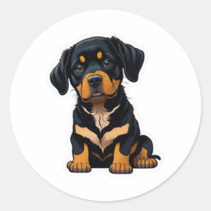 Adesivo Redondo Cute Rottweiler - Presentes para Proprietários de 