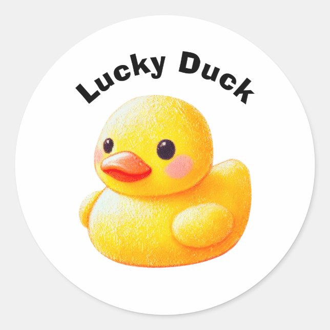 Adesivo Redondo Cute Rubber Ducky with Customizable Text (Frente)
