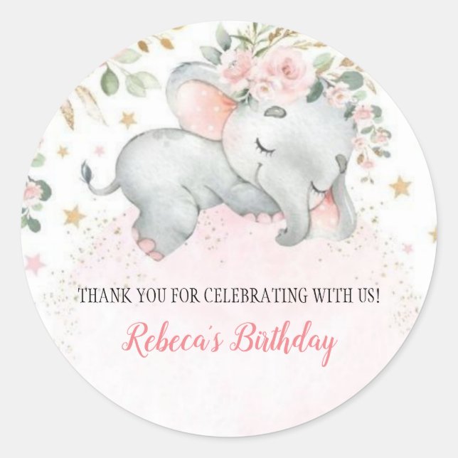 Adesivo Redondo Cute Safari Animals First Birthday  Decor (Frente)