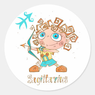Adesivo Redondo Cute Sagittarius Kid