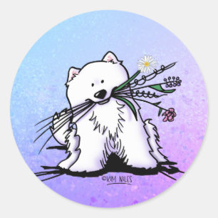 Adesivo Redondo Cute Samoyed KiniArt