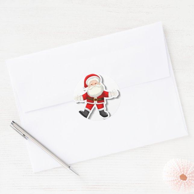Adesivo Redondo Cute Santa Claus (Envelope)