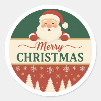 Adesivo Redondo Cute Santa Merry Christmas Sticker