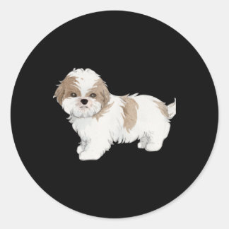 Adesivo Redondo Cute Shih Tzu Puppy