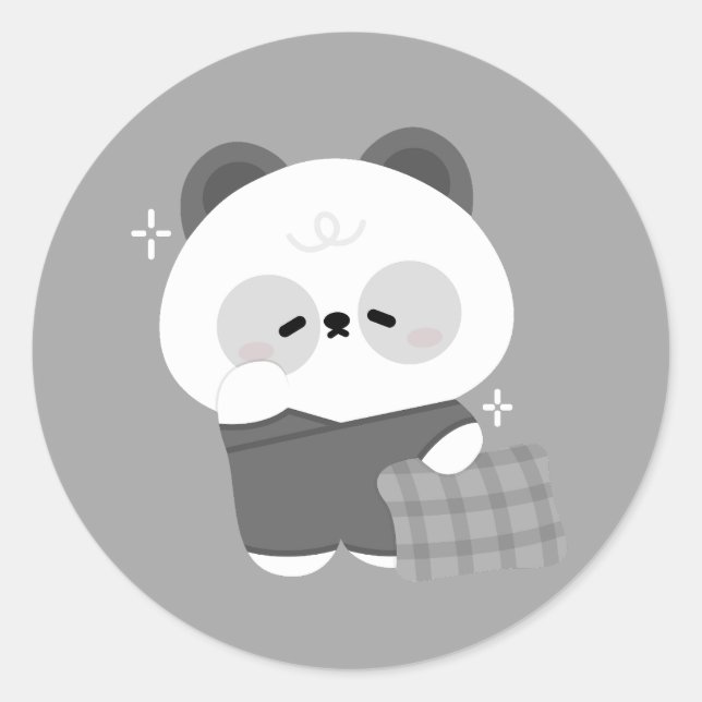 Adesivo Redondo Cute Sleepy Panda (Frente)