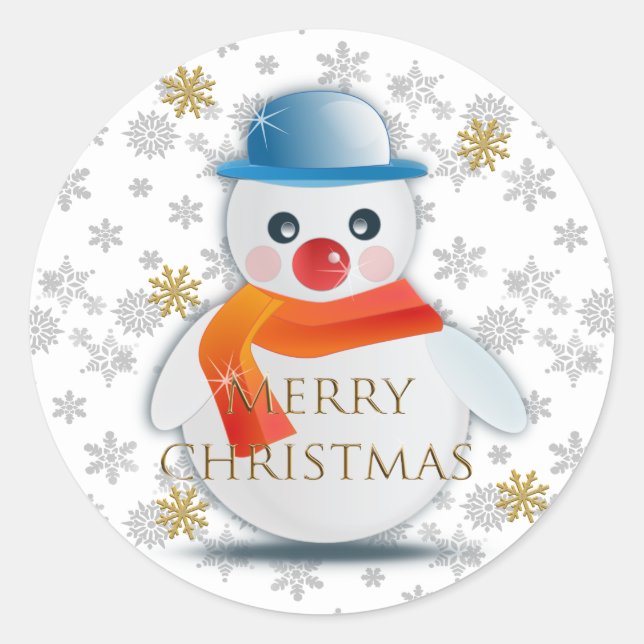 Adesivo Redondo Cute Snowman (Frente)