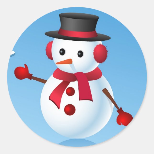 Adesivo Redondo Cute Snowman (Frente)